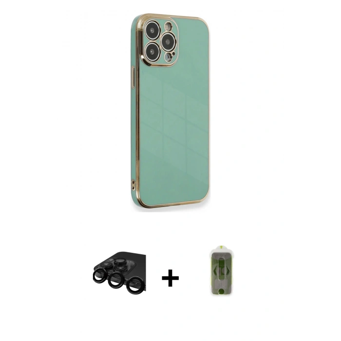 MARSİLYAN™- iPhone 15 Pro Kılıf Yankı Serisi - Siyah Joko Magic 5D Hayalet Cam + Raze Metal Kamera Lens - SH