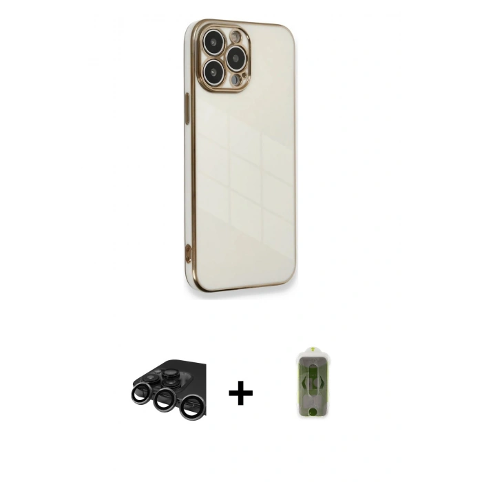 MARSİLYAN™- iPhone 15 Pro Kılıf Yankı Serisi - Siyah Joko Magic 5D Hayalet Cam + Raze Metal Kamera Lens - TMGI