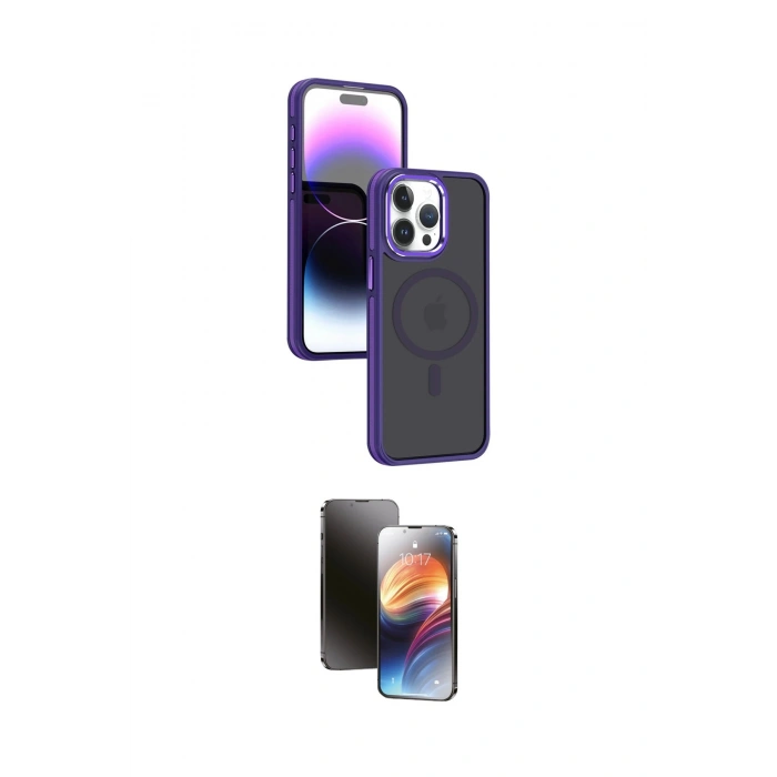 MARSİLYAN™- iPhone 15 Pro Kılıf Yörünge Klasik - Siyah 3D Antistatik Mat Seramik Nano Ekran Koruyucu