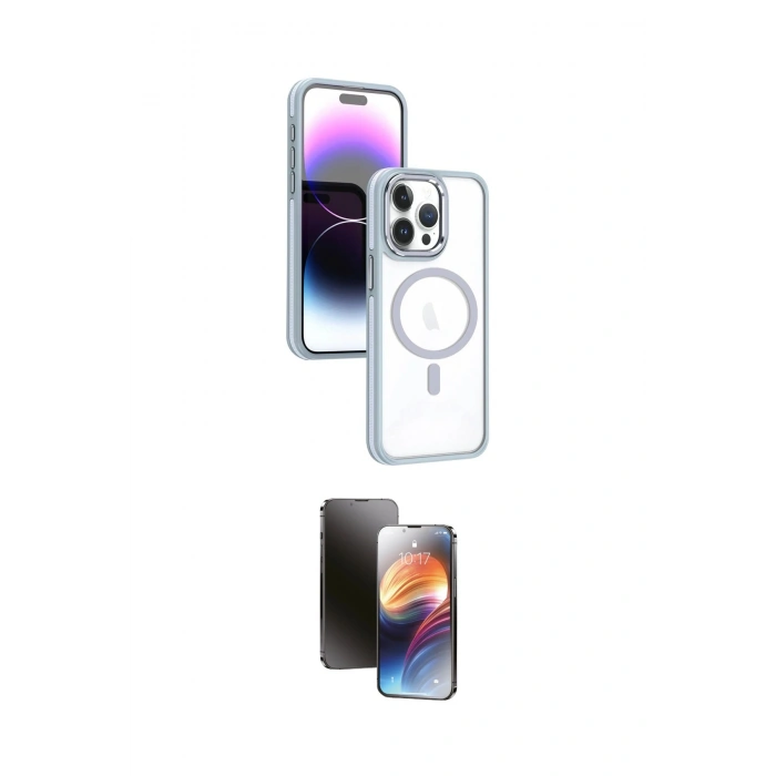 MARSİLYAN™- iPhone 15 Pro Kılıf Yörünge Klasik - Siyah 3D Antistatik Mat Seramik Nano Ekran Koruyucu