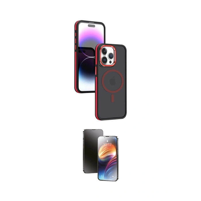 MARSİLYAN™- iPhone 15 Pro Kılıf Yörünge Klasik - Siyah 3D Antistatik Mat Seramik Nano Ekran Koruyucu