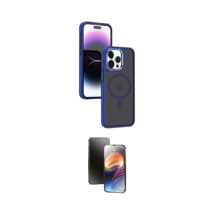 MARSİLYAN™- iPhone 15 Pro Kılıf Yörünge Klasik - Siyah 3D Antistatik Mat Seramik Nano Ekran Koruyucu
