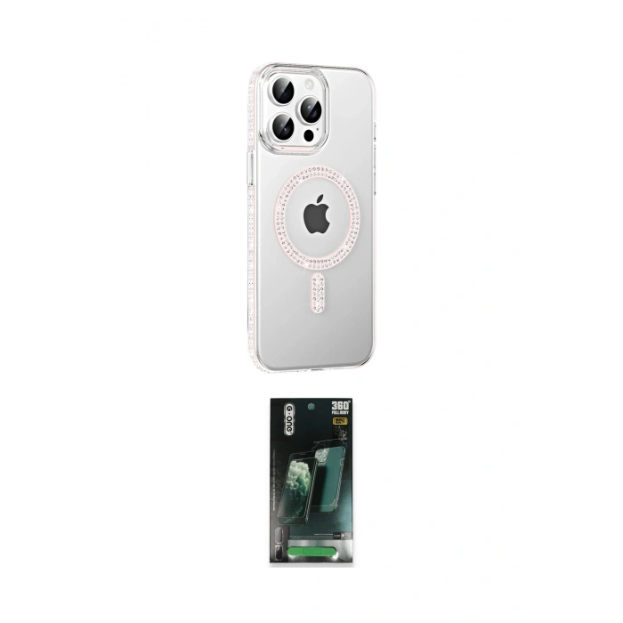 MARSİLYAN™- iPhone 15 Pro Kılıf Yörünge Koleksiyonu - Siyah 360 Mat Full Body Arka Koruyucu