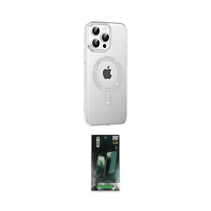 MARSİLYAN™- iPhone 15 Pro Kılıf Yörünge Koleksiyonu - Siyah 360 Mat Full Body Arka Koruyucu