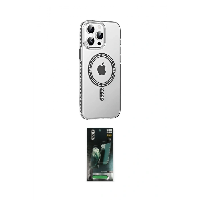 MARSİLYAN™- iPhone 15 Pro Kılıf Yörünge Koleksiyonu - Siyah 360 Mat Full Body Arka Koruyucu
