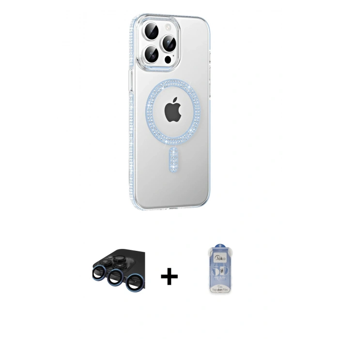 MARSİLYAN™- iPhone 15 Pro Kılıf Yörünge Koleksiyonu - Siyah Joko Magic 5D Cam + Raze Metal Kamera Lens - LT