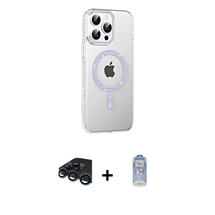 MARSİLYAN™- iPhone 15 Pro Kılıf Yörünge Koleksiyonu - Siyah Joko Magic 5D Cam + Raze Metal Kamera Lens - LT