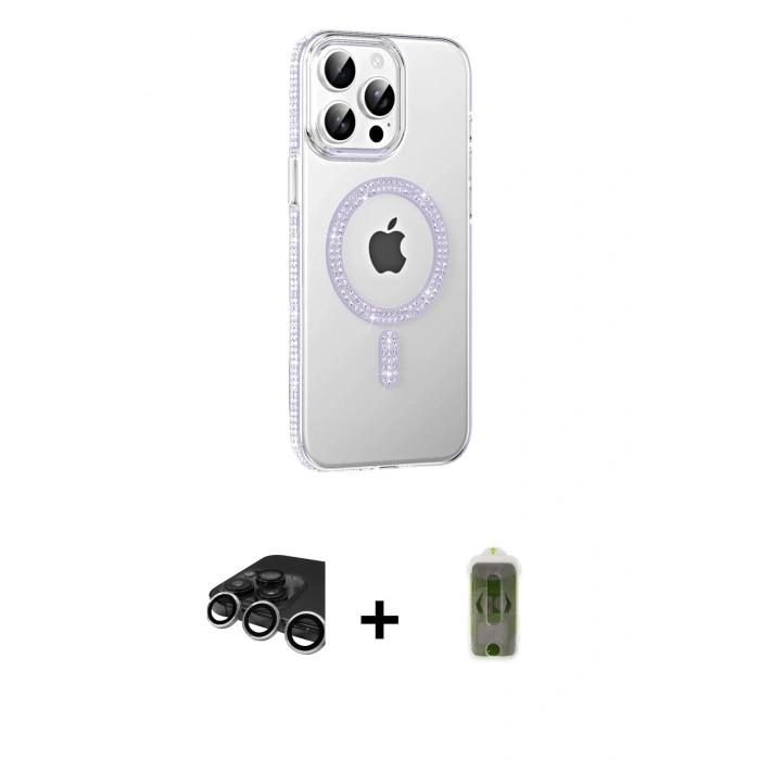 MARSİLYAN™- iPhone 15 Pro Kılıf Yörünge Koleksiyonu - Siyah Joko Magic 5D Hayalet Cam + Raze Metal Kamera Lens - GS