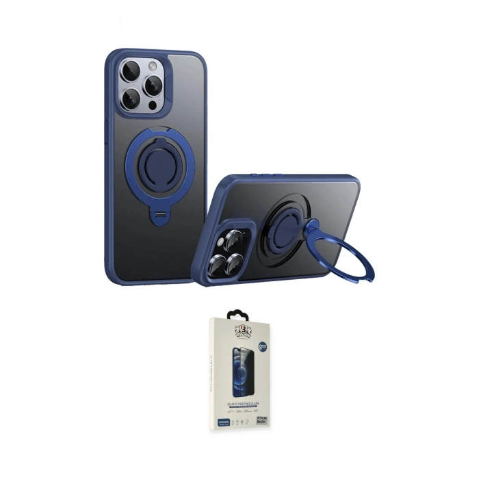 MARSİLYAN™- iPhone 15 Pro Kılıf Zirve Çizgi Prime - Siyah Bilvis Hayalet Cam Ekran Koruyucu