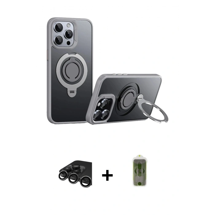 MARSİLYAN™- iPhone 15 Pro Kılıf Zirve Çizgi Prime - Siyah Joko Magic 5D Hayalet Cam + Raze Metal Kamera Lens - TMGI