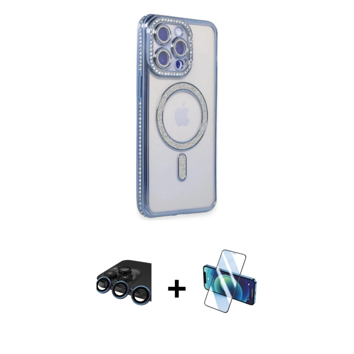 MARSİLYAN™- iPhone 15 Pro Kılıf Zirve Doku Prime - Siyah 3D Antistatik Seramik Nano Ekran Koruyucu + Raze Metal Kamera Lens - LT