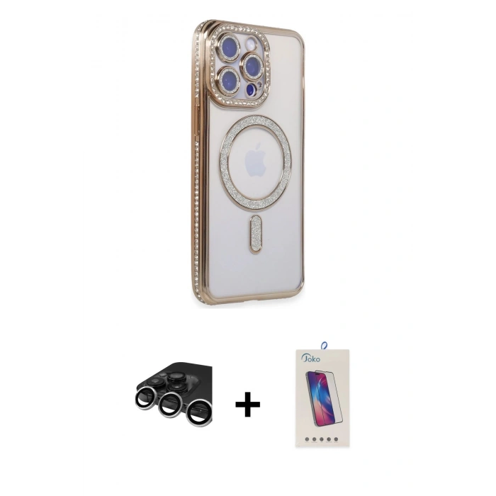 MARSİLYAN™- iPhone 15 Pro Kılıf Zirve Doku Prime - Siyah Joko 5D Cam + Raze Metal Kamera Lens - GS