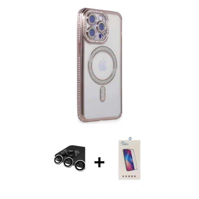 MARSİLYAN™- iPhone 15 Pro Kılıf Zirve Doku Prime - Siyah Joko 5D Cam + Raze Metal Kamera Lens - GS