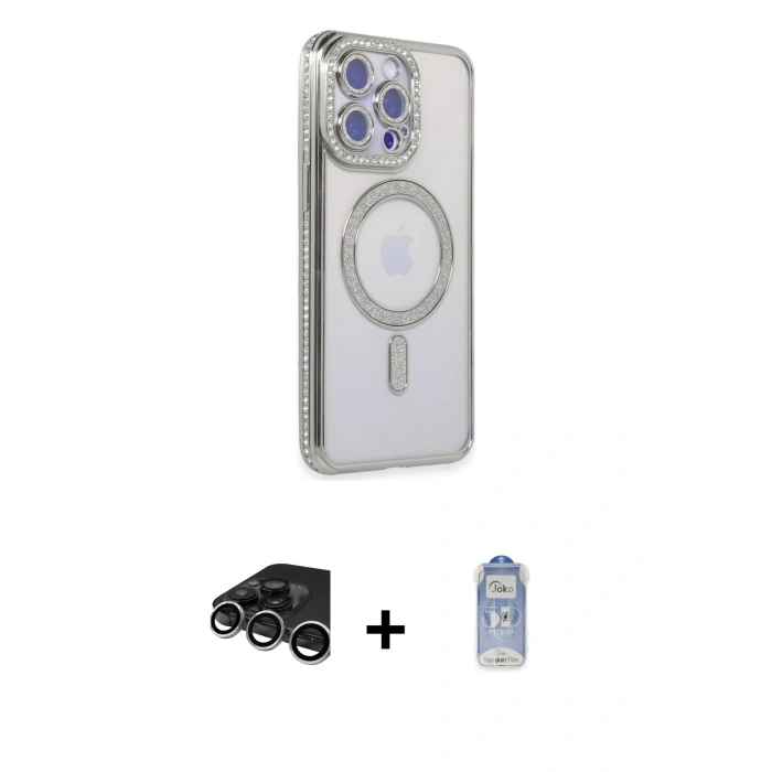 MARSİLYAN™- iPhone 15 Pro Kılıf Zirve Doku Prime - Siyah Joko Magic 5D Cam + Raze Metal Kamera Lens - GS