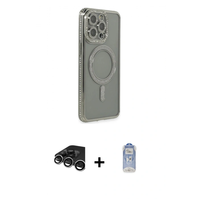 MARSİLYAN™- iPhone 15 Pro Kılıf Zirve Doku Prime - Siyah Joko Magic 5D Cam + Raze Metal Kamera Lens - GS