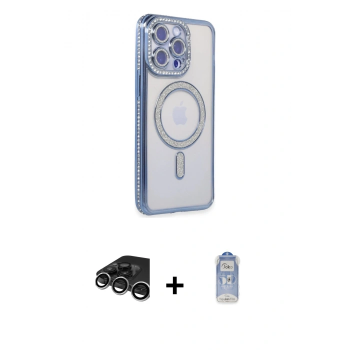 MARSİLYAN™- iPhone 15 Pro Kılıf Zirve Doku Prime - Siyah Joko Magic 5D Cam + Raze Metal Kamera Lens - GS