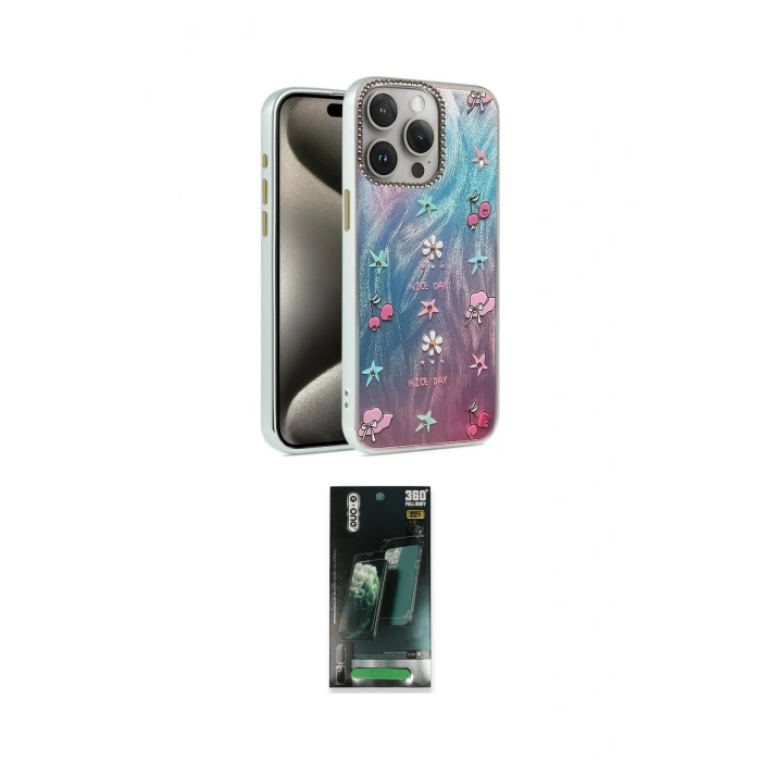 MARSİLYAN™- iPhone 15 Pro Kılıf Zirve Modern Prime - Siyah 360 Mat Full Body Arka Koruyucu