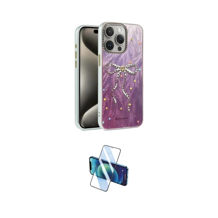 MARSİLYAN™- iPhone 15 Pro Kılıf Zirve Modern Prime - Siyah 3D Antistatik Seramik Nano Ekran Koruyucu