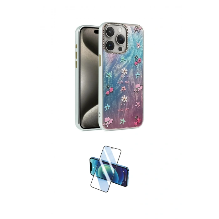 MARSİLYAN™- iPhone 15 Pro Kılıf Zirve Modern Prime - Siyah 3D Antistatik Seramik Nano Ekran Koruyucu