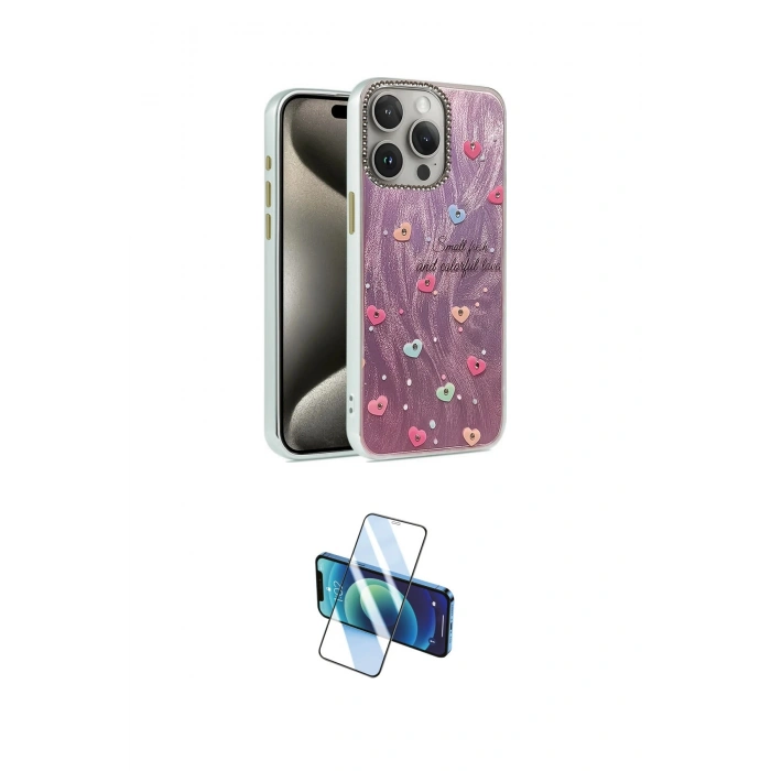 MARSİLYAN™- iPhone 15 Pro Kılıf Zirve Modern Prime - Siyah 3D Antistatik Seramik Nano Ekran Koruyucu