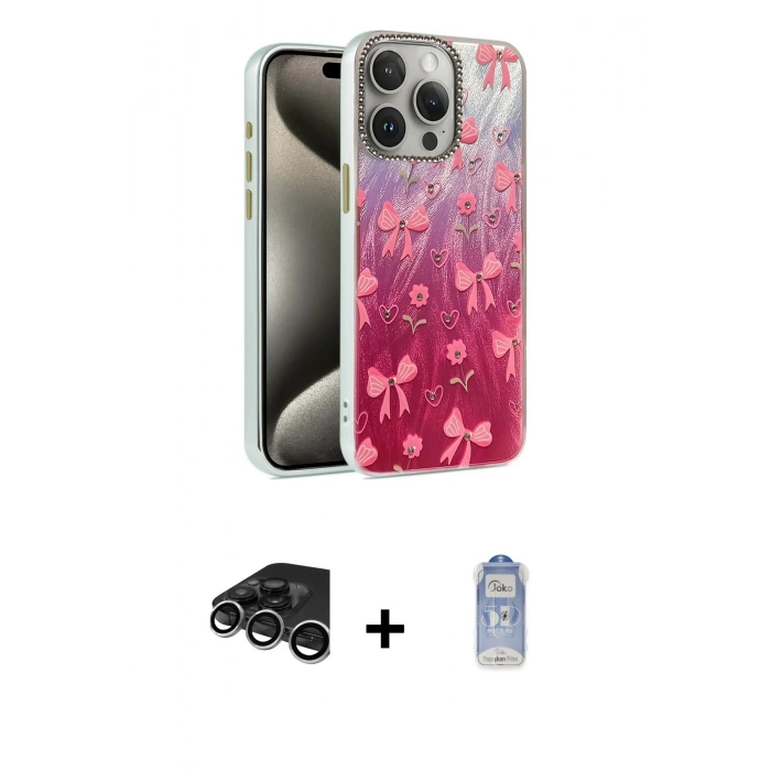 MARSİLYAN™- iPhone 15 Pro Kılıf Zirve Modern Prime - Siyah Joko Magic 5D Cam + Raze Metal Kamera Lens - GS