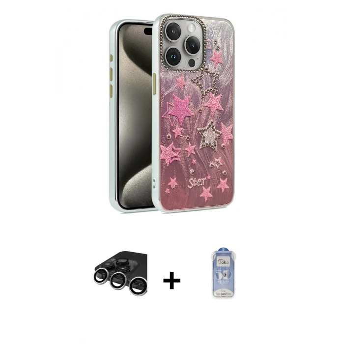 MARSİLYAN™- iPhone 15 Pro Kılıf Zirve Modern Prime - Siyah Joko Magic 5D Cam + Raze Metal Kamera Lens - GS