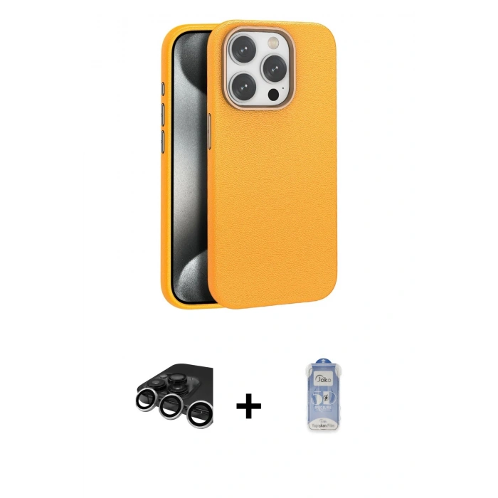 MARSİLYAN™- iPhone 15 Pro Kılıf Zirve Modern Prime - Siyah Joko Magic 5D Cam + Raze Metal Kamera Lens - GS