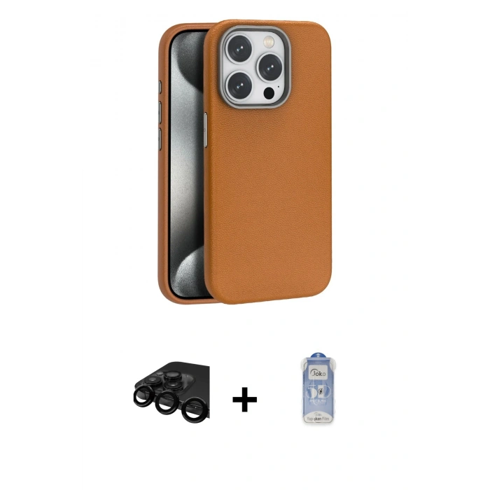 MARSİLYAN™- iPhone 15 Pro Kılıf Zirve Modern Prime - Siyah Joko Magic 5D Cam + Raze Metal Kamera Lens - SH