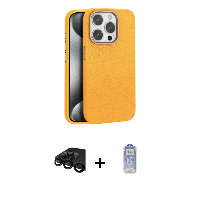 MARSİLYAN™- iPhone 15 Pro Kılıf Zirve Modern Prime - Siyah Joko Magic 5D Cam + Raze Metal Kamera Lens - SH