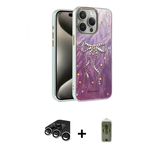 MARSİLYAN™- iPhone 15 Pro Kılıf Zirve Modern Prime - Siyah Joko Magic 5D Hayalet Cam + Raze Metal Kamera Lens - GS