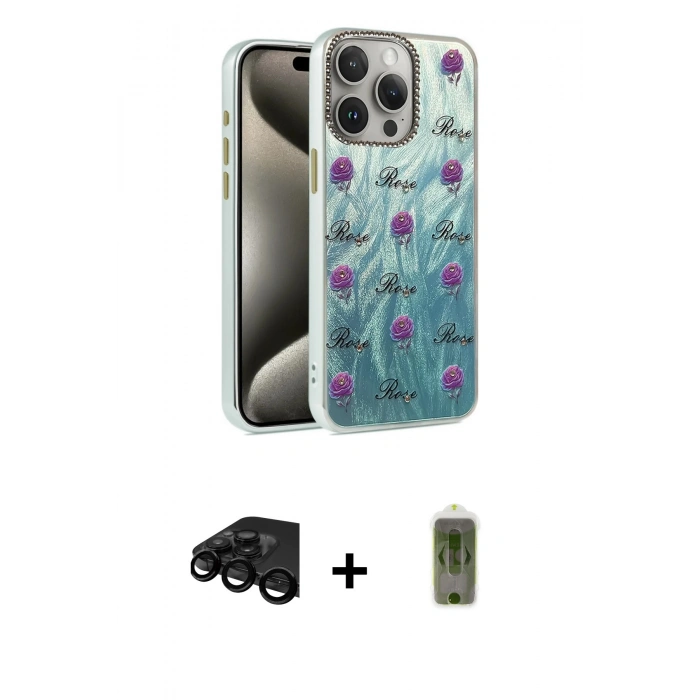 MARSİLYAN™- iPhone 15 Pro Kılıf Zirve Modern Prime - Siyah Joko Magic 5D Hayalet Cam + Raze Metal Kamera Lens - SH