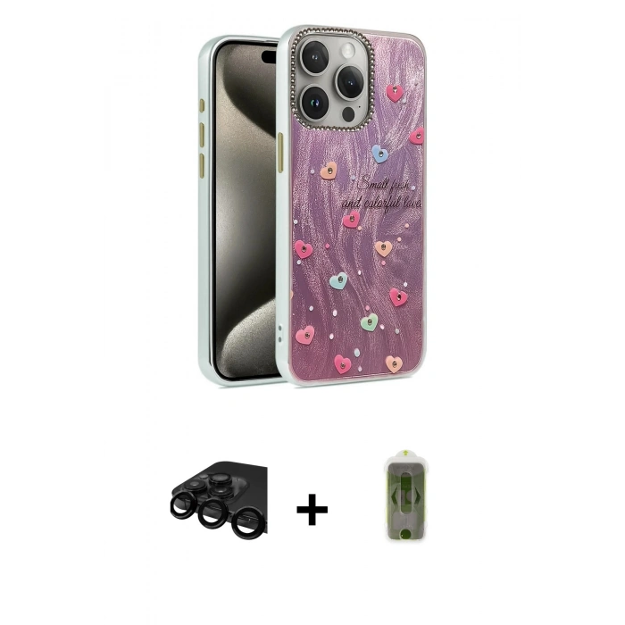 MARSİLYAN™- iPhone 15 Pro Kılıf Zirve Modern Prime - Siyah Joko Magic 5D Hayalet Cam + Raze Metal Kamera Lens - SH