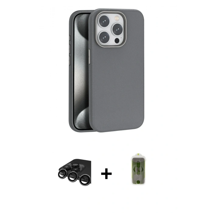 MARSİLYAN™- iPhone 15 Pro Kılıf Zirve Modern Prime - Siyah Joko Magic 5D Hayalet Cam + Raze Metal Kamera Lens - TMGI