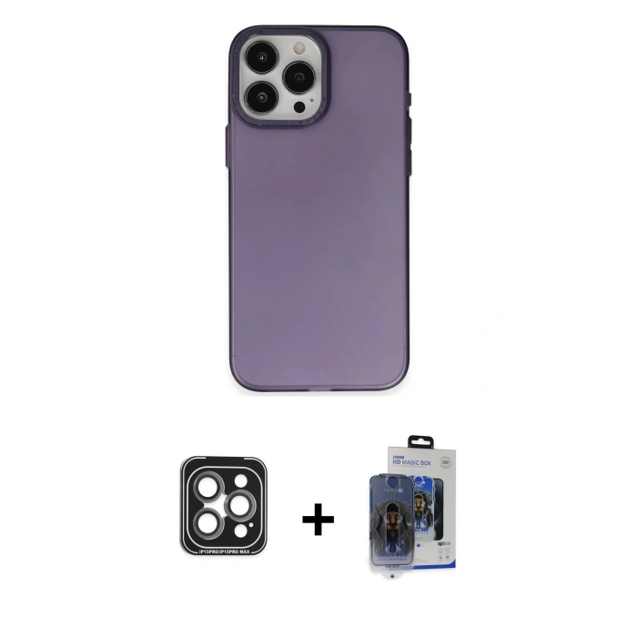 MARSİLYAN™- iPhone 15 Pro Max Kılıf Ahenk Çizgi Prime - Siyah Vanessa Magic Cam + PVD Metal Kamera Lens - GI