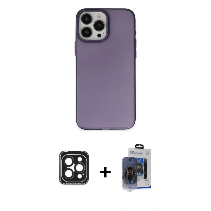 MARSİLYAN™- iPhone 15 Pro Max Kılıf Ahenk Çizgi Prime - Siyah Vanessa Magic Cam + PVD Metal Kamera Lens - SH