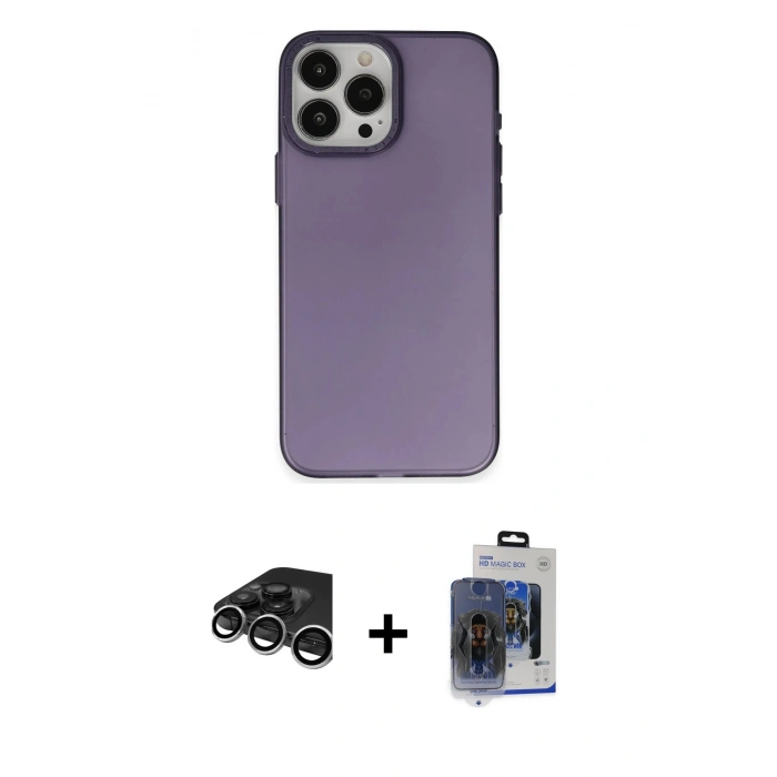 MARSİLYAN™- iPhone 15 Pro Max Kılıf Ahenk Çizgi Prime - Siyah Vanessa Magic Cam + Raze Metal Kamera Lens - GS