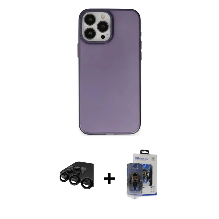 MARSİLYAN™- iPhone 15 Pro Max Kılıf Ahenk Çizgi Prime - Siyah Vanessa Magic Cam + Raze Metal Kamera Lens - SH