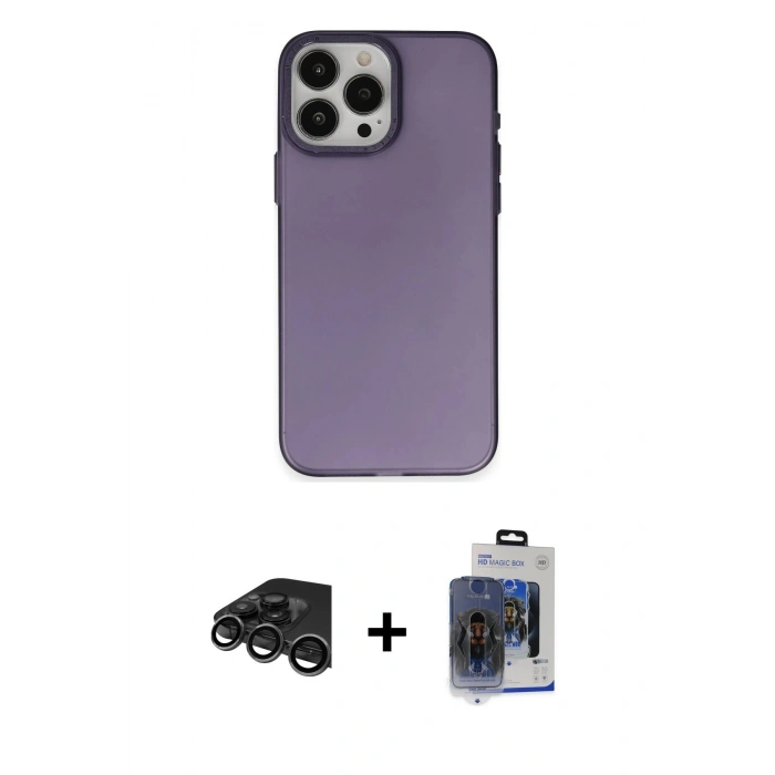 MARSİLYAN™- iPhone 15 Pro Max Kılıf Ahenk Çizgi Prime - Siyah Vanessa Magic Cam + Raze Metal Kamera Lens - TMGI