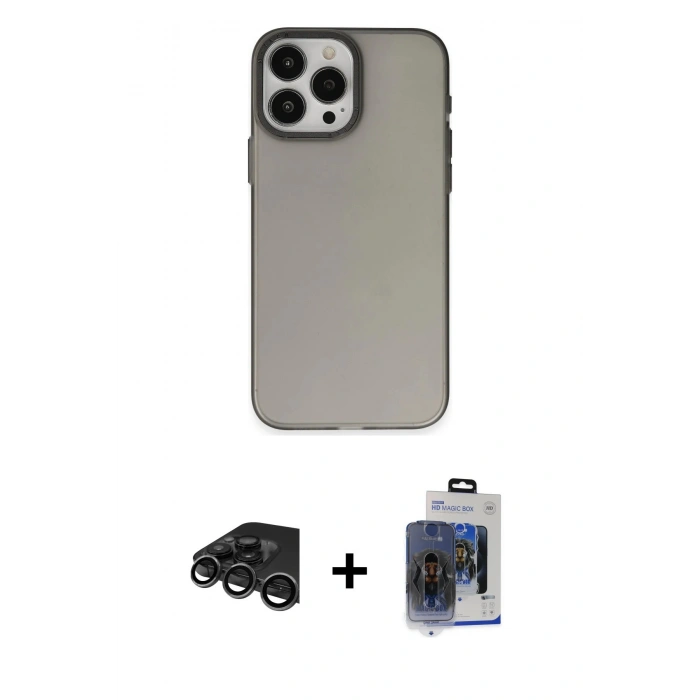 MARSİLYAN™- iPhone 15 Pro Max Kılıf Ahenk Çizgi Prime - Siyah Vanessa Magic Cam + Raze Metal Kamera Lens - TMGI