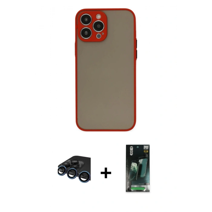 MARSİLYAN™- iPhone 15 Pro Max Kılıf Ahenk Çizgi Serisi - Şeffaf 360 Full Body Arka Koruyucu + Raze Metal Kamera Lens - LT
