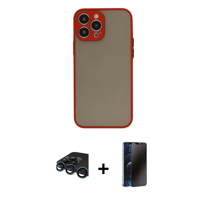 MARSİLYAN™- iPhone 15 Pro Max Kılıf Ahenk Çizgi Serisi - Siyah 3D Antistatik Hayalet Cam Ekran Koruyucu + Raze Metal Kamera Lens - LT
