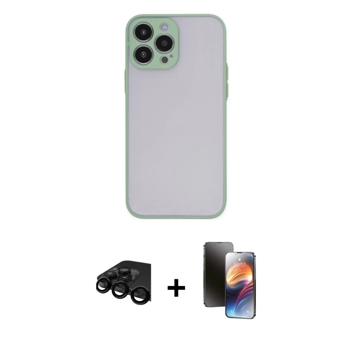 MARSİLYAN™- iPhone 15 Pro Max Kılıf Ahenk Çizgi Serisi - Siyah 3D Antistatik Mat Seramik Nano Ekran Koruyucu + Raze Metal Kamera Lens - SH