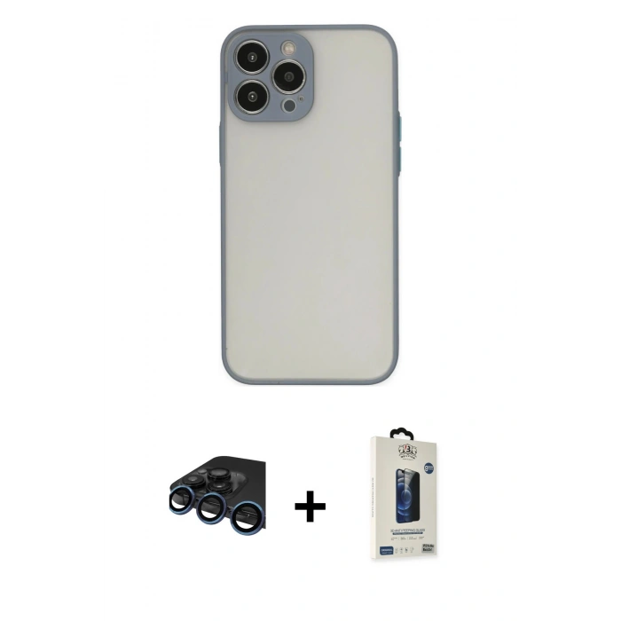 MARSİLYAN™- iPhone 15 Pro Max Kılıf Ahenk Çizgi Serisi - Siyah Bilvis Hayalet Cam Ekran Koruyucu + Raze Metal Kamera Lens - LT