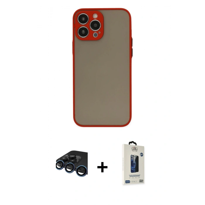MARSİLYAN™- iPhone 15 Pro Max Kılıf Ahenk Çizgi Serisi - Siyah Bilvis Hayalet Cam Ekran Koruyucu + Raze Metal Kamera Lens - LT