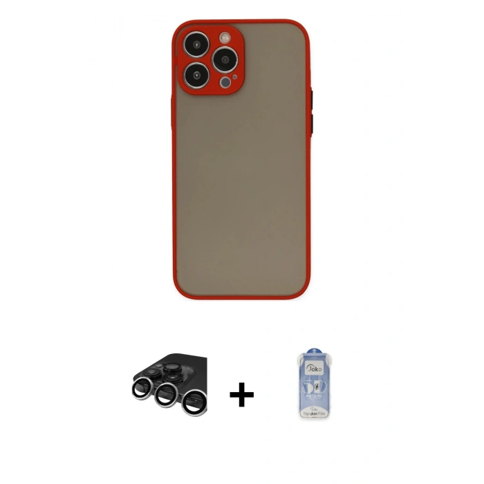 MARSİLYAN™- iPhone 15 Pro Max Kılıf Ahenk Çizgi Serisi - Siyah Joko Magic 5D Cam + Raze Metal Kamera Lens - GS