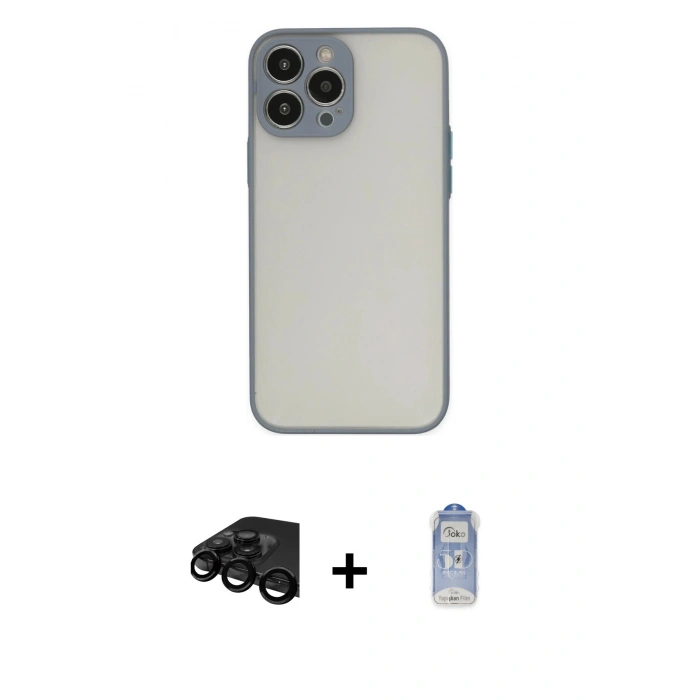 MARSİLYAN™- iPhone 15 Pro Max Kılıf Ahenk Çizgi Serisi - Siyah Joko Magic 5D Cam + Raze Metal Kamera Lens - SH