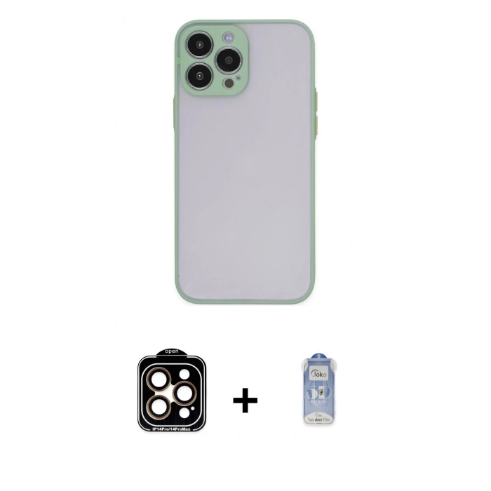 MARSİLYAN™- iPhone 15 Pro Max Kılıf Ahenk Çizgi Serisi - Siyah Joko Magic 5D Cam + PVD Metal Kamera Lens - TU