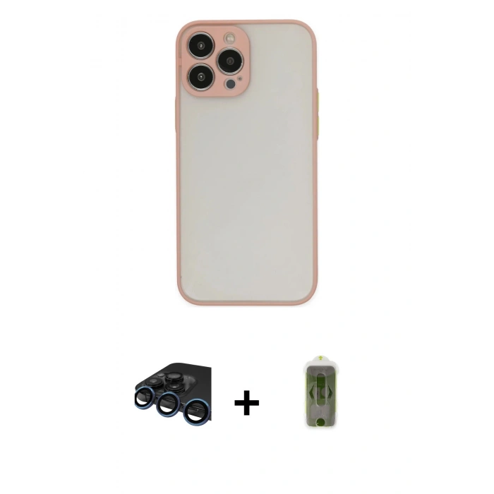 MARSİLYAN™- iPhone 15 Pro Max Kılıf Ahenk Çizgi Serisi - Siyah Joko Magic 5D Hayalet Cam + Raze Metal Kamera Lens - LT