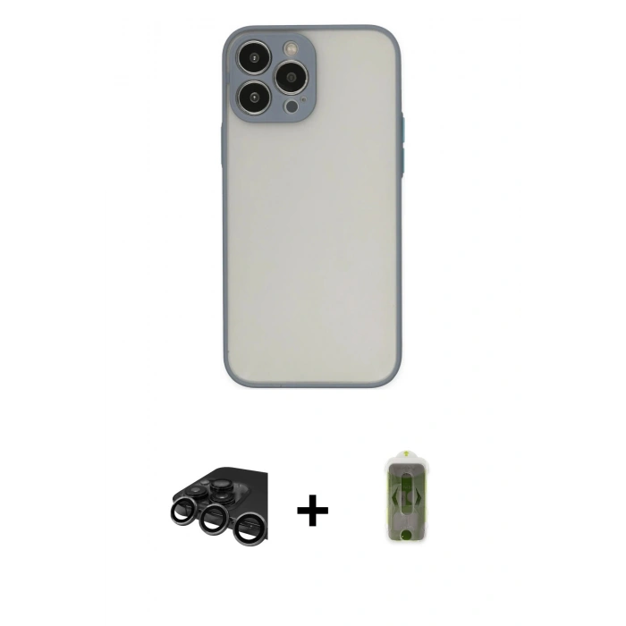 MARSİLYAN™- iPhone 15 Pro Max Kılıf Ahenk Çizgi Serisi - Siyah Joko Magic 5D Hayalet Cam + Raze Metal Kamera Lens - TMGI
