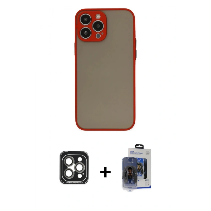 MARSİLYAN™- iPhone 15 Pro Max Kılıf Ahenk Çizgi Serisi - Siyah Vanessa Magic Cam + PVD Metal Kamera Lens - GI